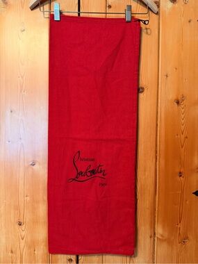 Christian Louboutin Tall Red Velvet Boot Dust Bag Drawstring Authentic 30.5x11.5